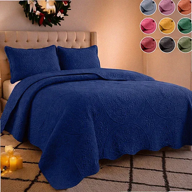 Luxury Cooling Bedspread Quilt Set Lightweight Summer Coverlet Throw Queen King