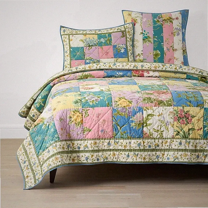 The Company Store Darla Patchwork Quilt Cotton Floral Multi Handmade brand New